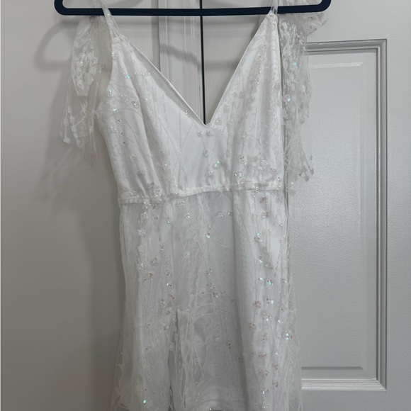 Lucy in the Sky Lace Sequin Dress w/ Bow Strap - perfect for soon to be brides! - Picture 3 of 5